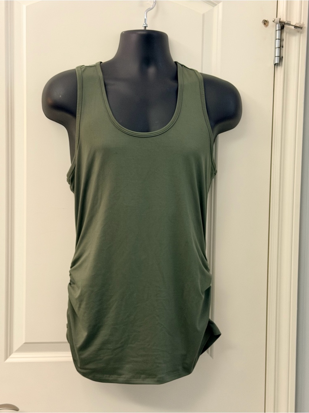 Olive Green Ruched Tank Top - Picture 2 of 5